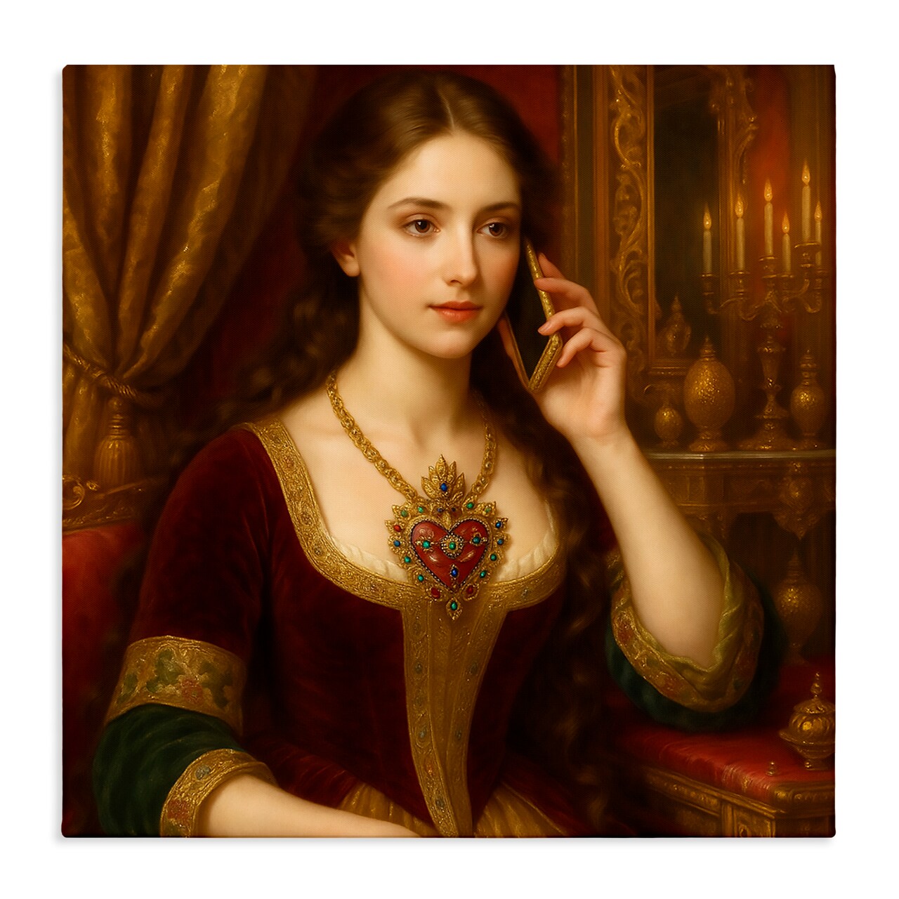 Stupell Industries Rococo Woman with Cell Phone Canvas, design by Grotto Studios
